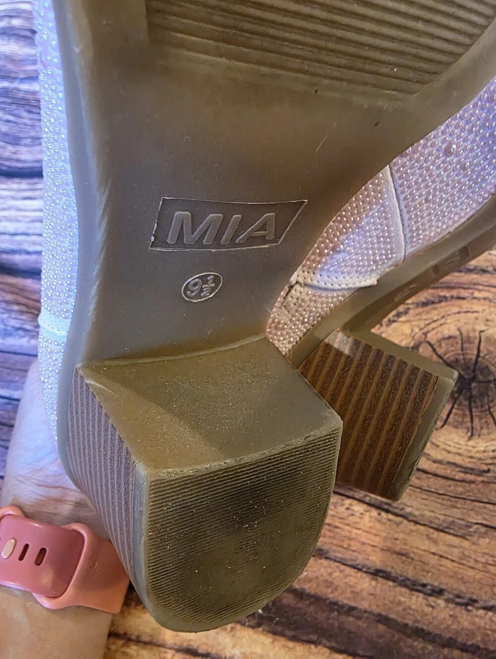 MIA Size 9.5 Kelcie Block Heel Ankle High Pink Pearl Beaded Western Bootie Cowgi